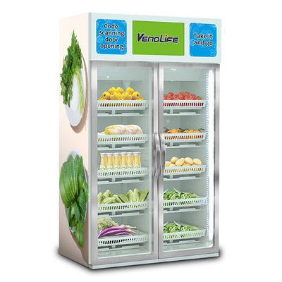 1100V Vegetable Vending Machine DEX System Gravity Sensing Screen Free