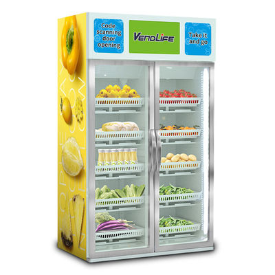 1100V Vegetable Vending Machine DEX System Gravity Sensing Screen Free